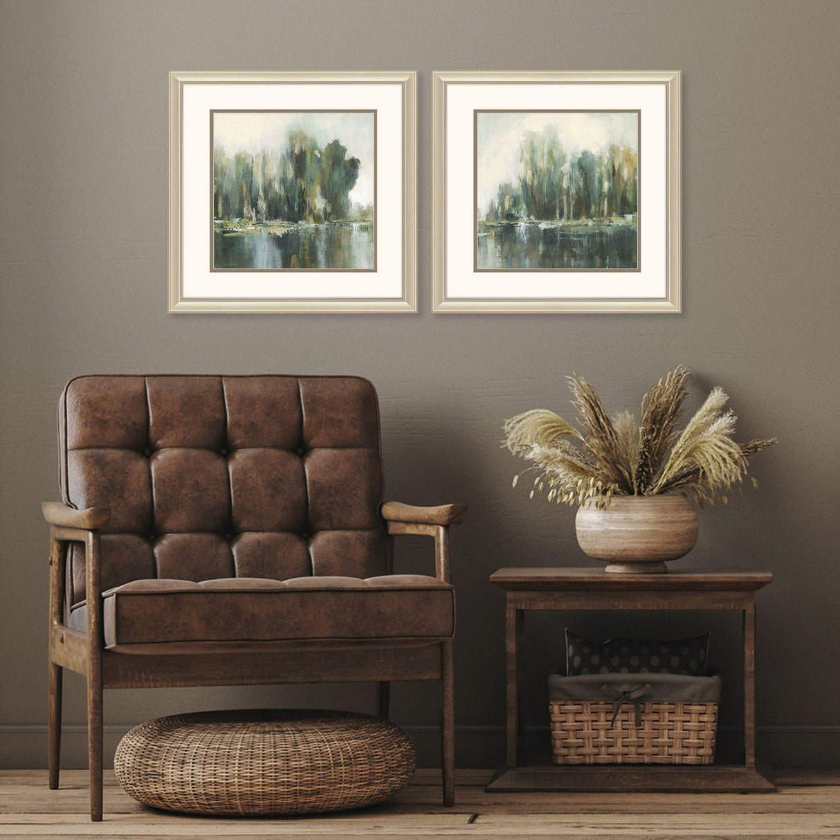 Paragon Textured Treeline S/2 Green 18 X 18 X 1 Wall Art