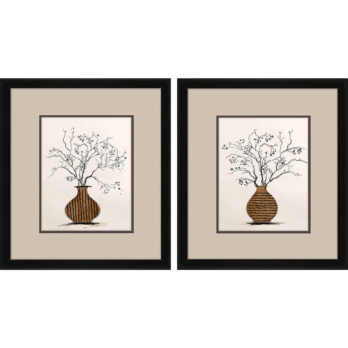 Paragon Branches in Urn S/2 Black 16 X 14 X 2 Wall Art