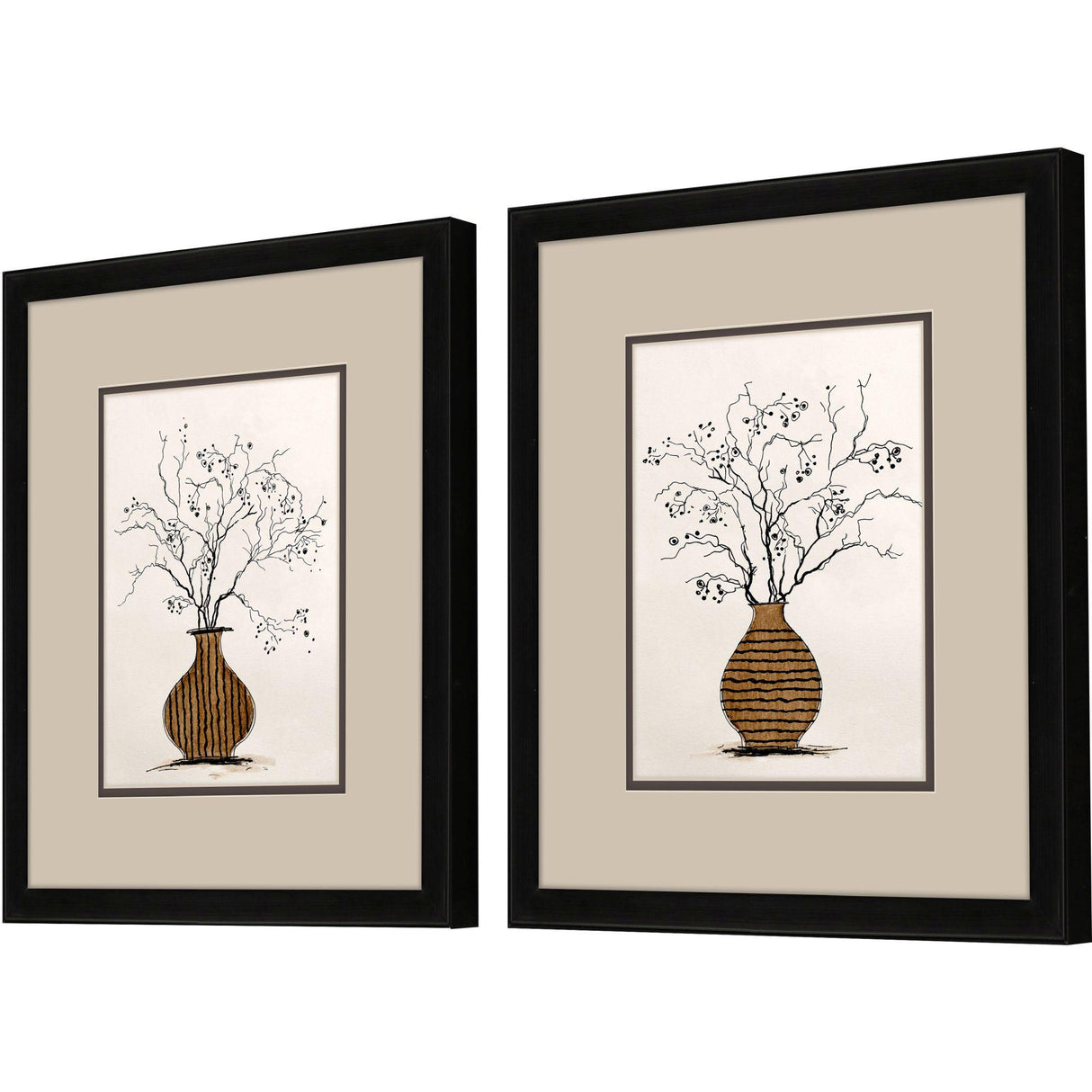 Paragon Branches in Urn S/2 Black 16 X 14 X 2 Wall Art