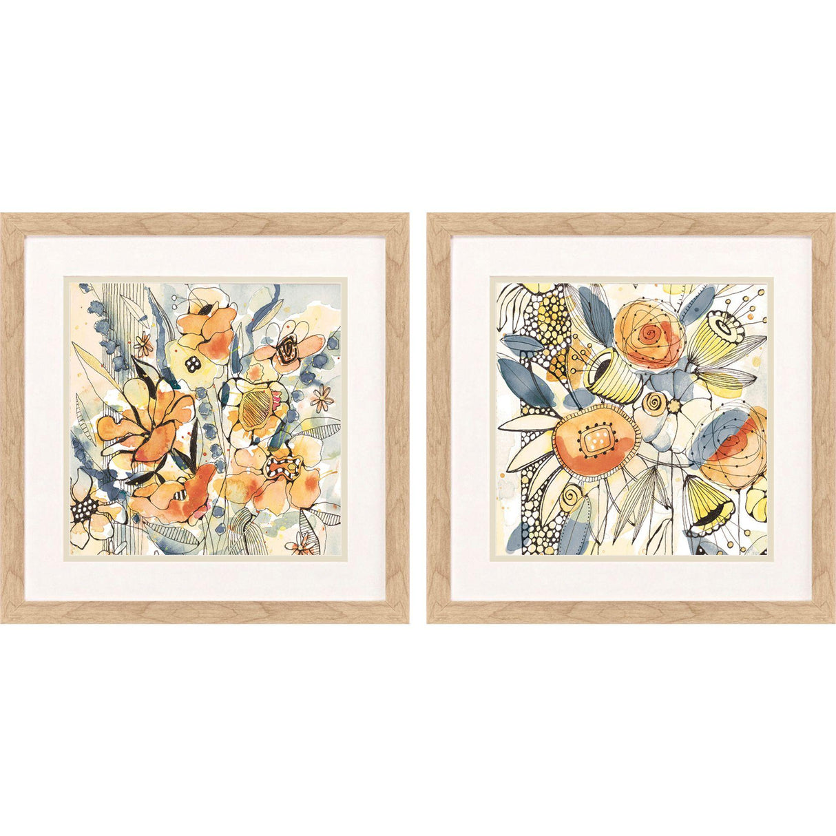 Paragon Bursting Wildflowers S/2 Orange 18 X 18 X 1 Wall Art