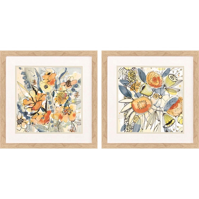 Paragon Bursting Wildflowers S/2 Orange 18 X 18 X 1 Wall Art