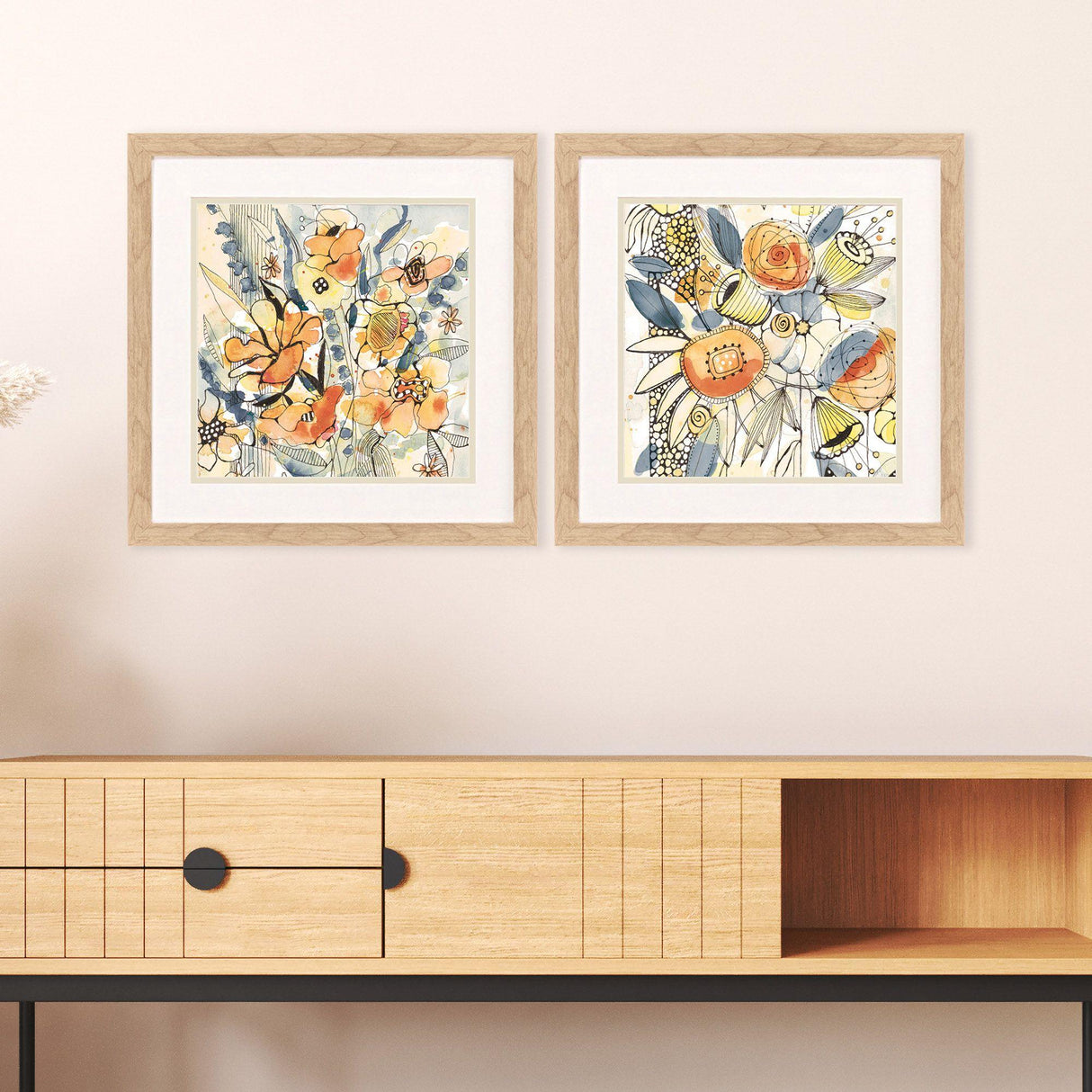 Paragon Bursting Wildflowers S/2 Orange 18 X 18 X 1 Wall Art