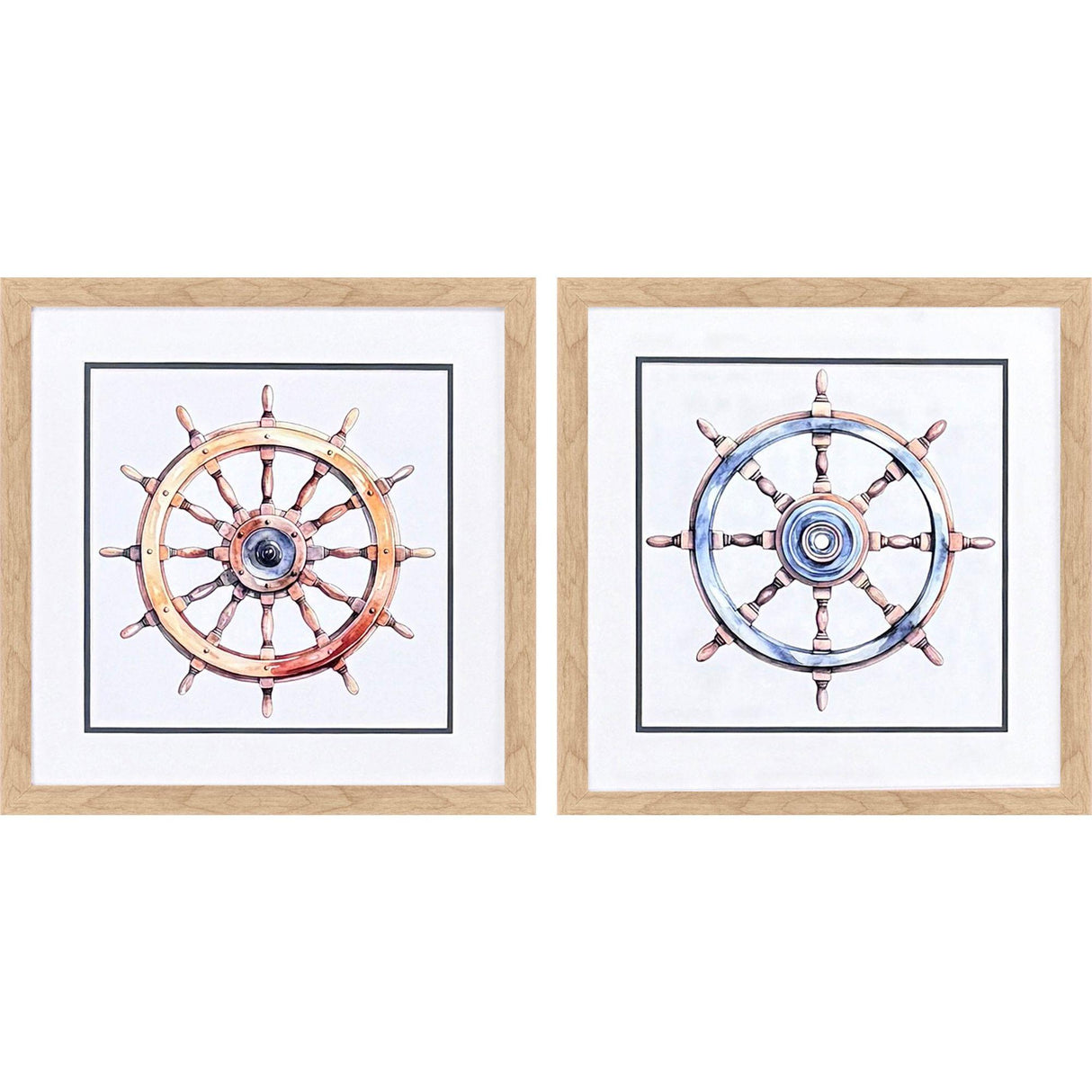 Paragon Ships Wheel S/2 Blue 18 X 18 X 1 Wall Art