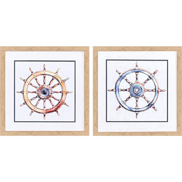Paragon Ships Wheel S/2 Blue 18 X 18 X 1 Wall Art