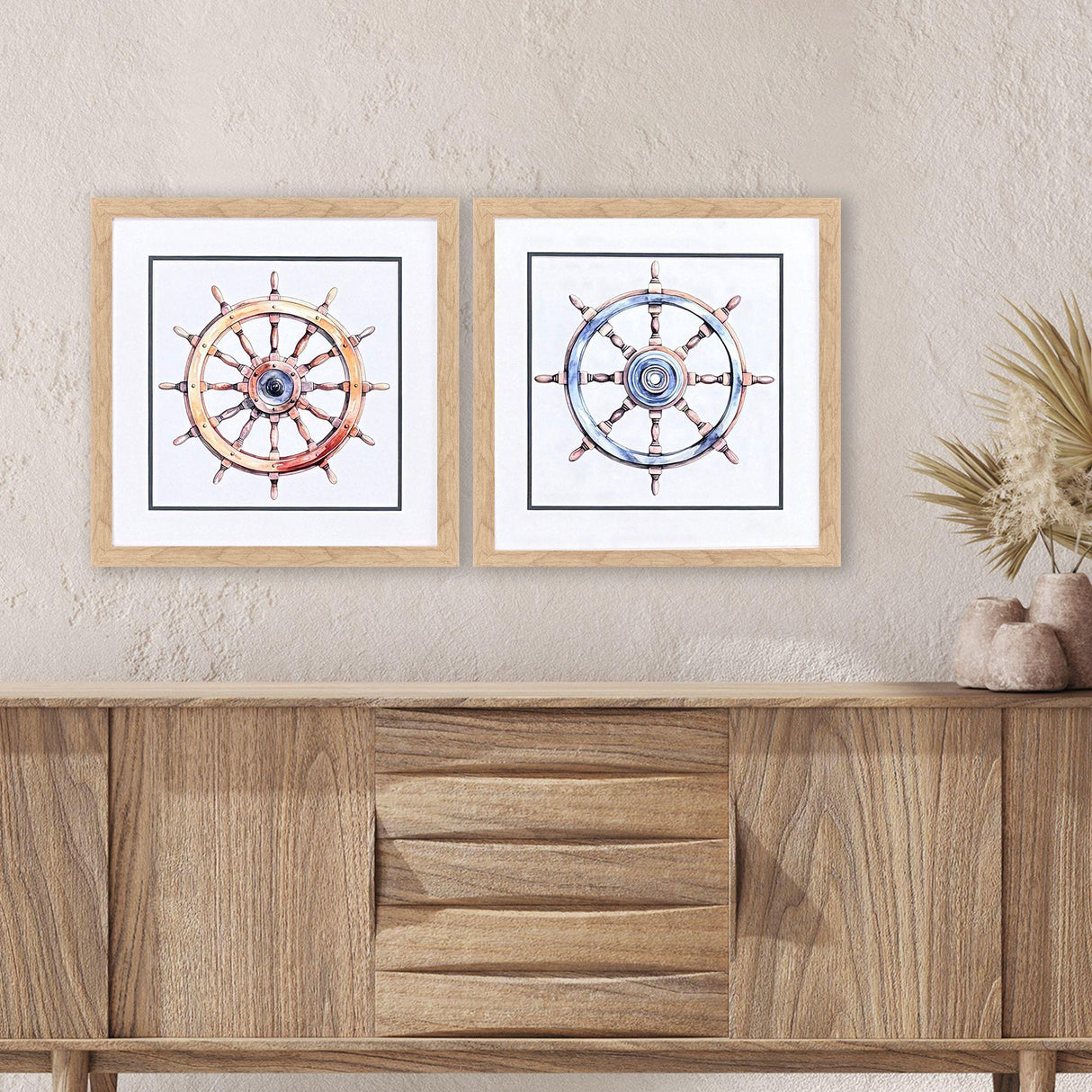 Paragon Ships Wheel S/2 Blue 18 X 18 X 1 Wall Art