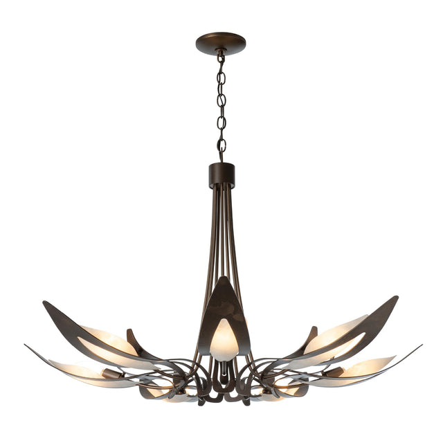 Hubbardton Forge 2025 Bronze White Art Glass (BB) Parasol 7-Light Chandelier