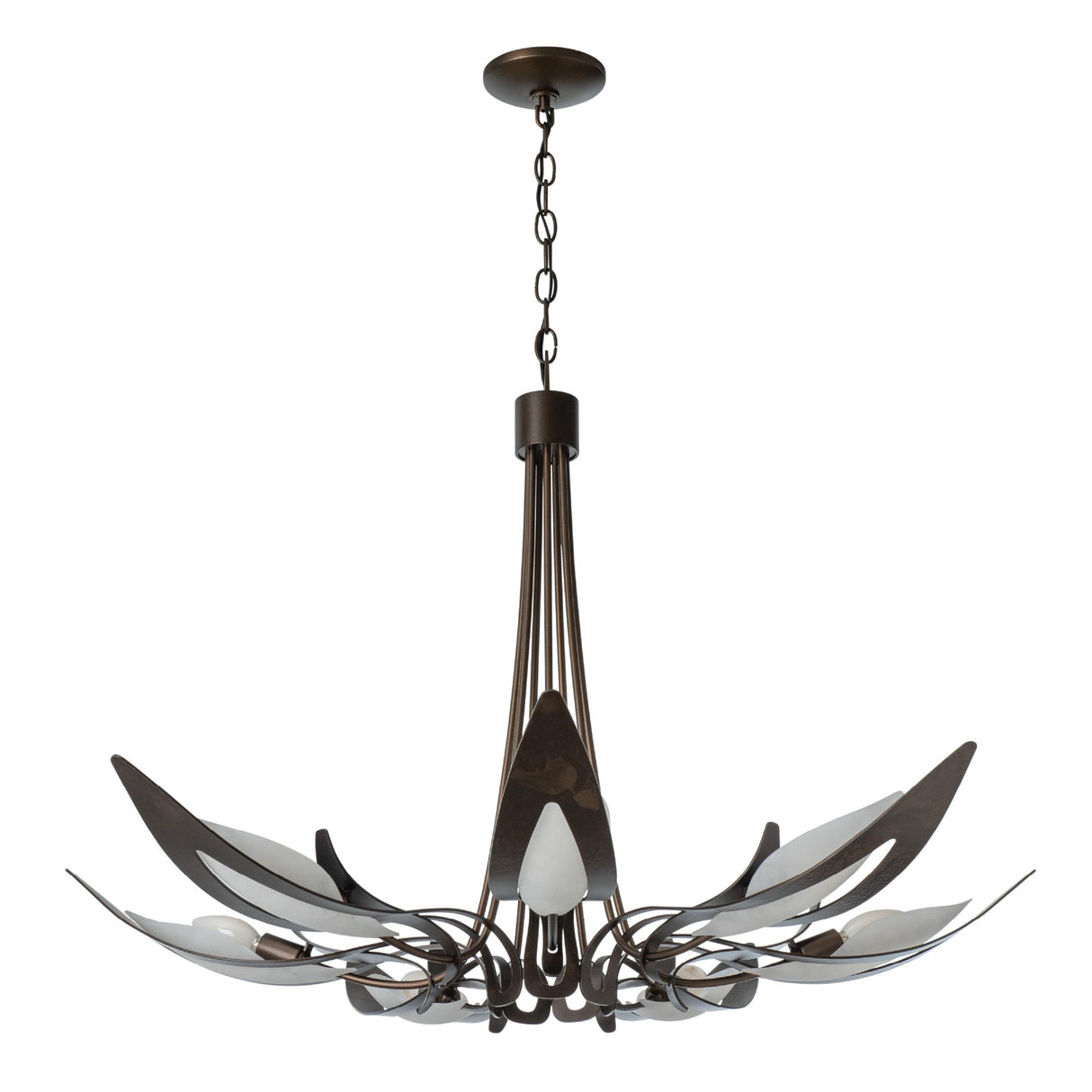 Hubbardton Forge 2025 Bronze White Art Glass (BB) Parasol 7-Light Chandelier