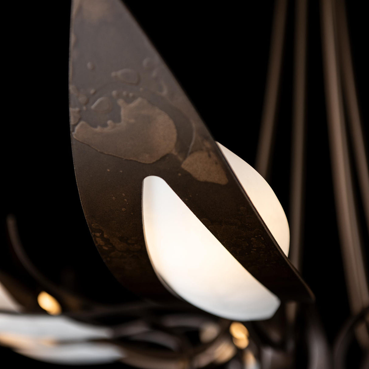 Hubbardton Forge 2025 Bronze White Art Glass (BB) Parasol 7-Light Chandelier