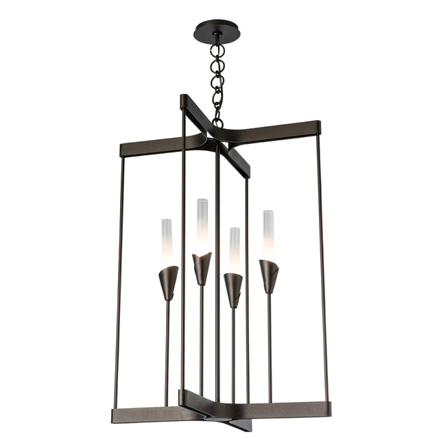 Hubbardton Forge 2025 Oil Rubbed Bronze Frosted Gradient Glass (WC) Lilium 4-Light Chandelier