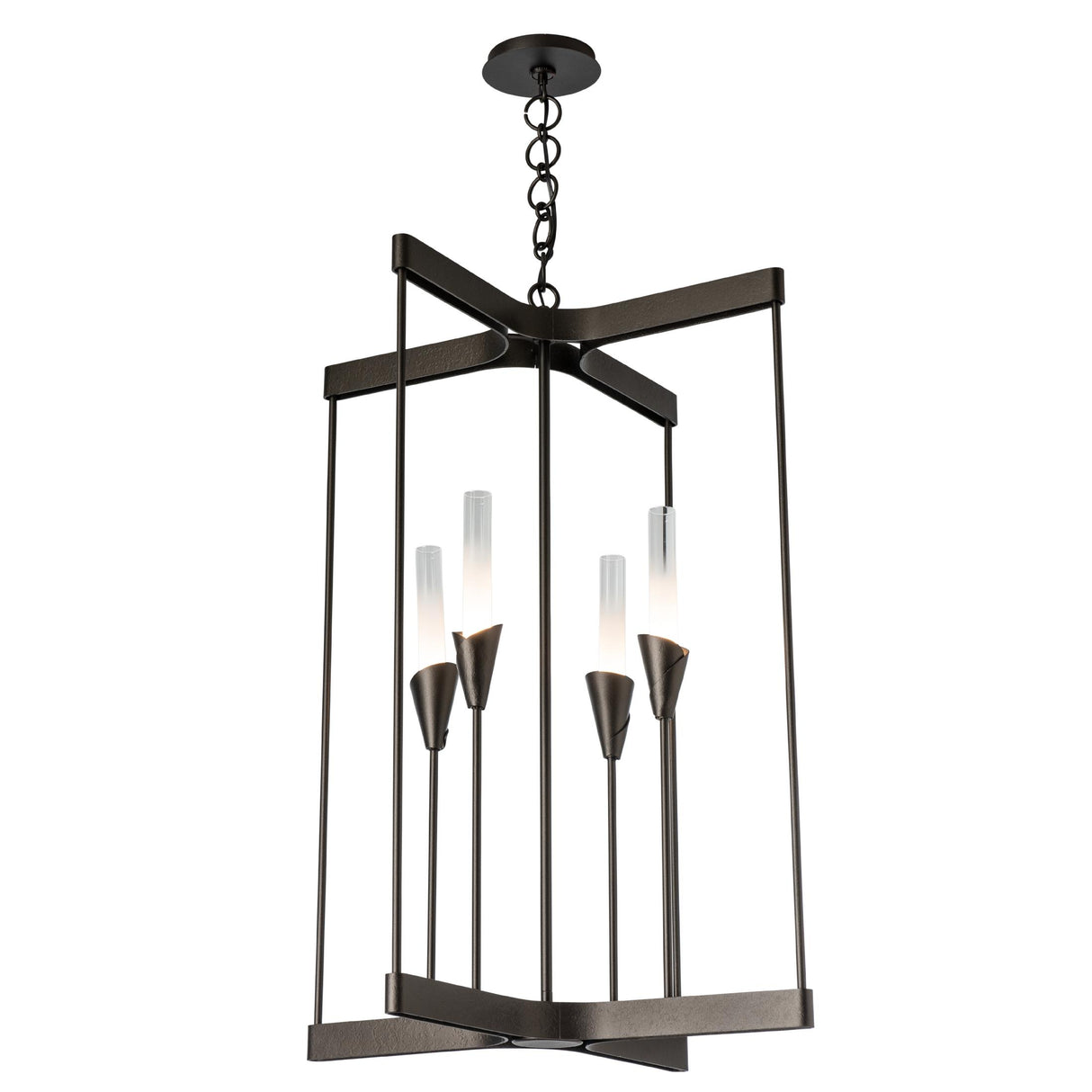 Hubbardton Forge 2025 Oil Rubbed Bronze Frosted Gradient Glass (WC) Lilium 4-Light Chandelier