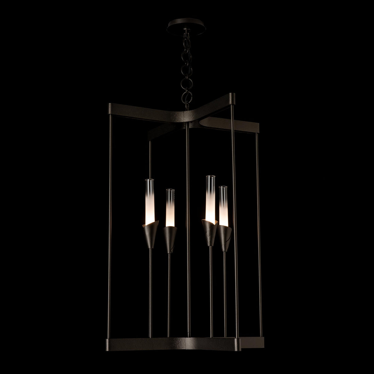 Hubbardton Forge 2025 Oil Rubbed Bronze Frosted Gradient Glass (WC) Lilium 4-Light Chandelier
