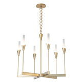 Hubbardton Forge 2025 Modern Brass Frosted Gradient Glass (WC) Lilium 6-Light Chandelier