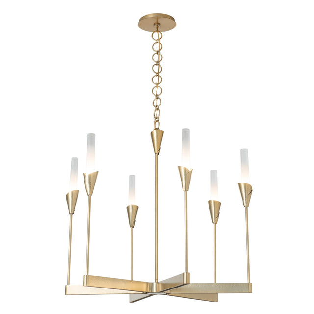 Hubbardton Forge 2025 Modern Brass Frosted Gradient Glass (WC) Lilium 6-Light Chandelier