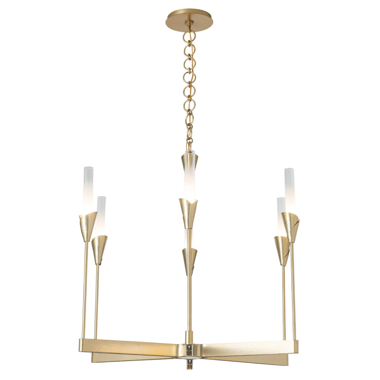 Hubbardton Forge 2025 Modern Brass Frosted Gradient Glass (WC) Lilium 6-Light Chandelier