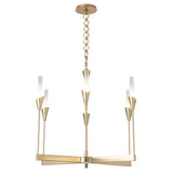 Hubbardton Forge 2025 Modern Brass Frosted Gradient Glass (WC) Lilium 6-Light Chandelier
