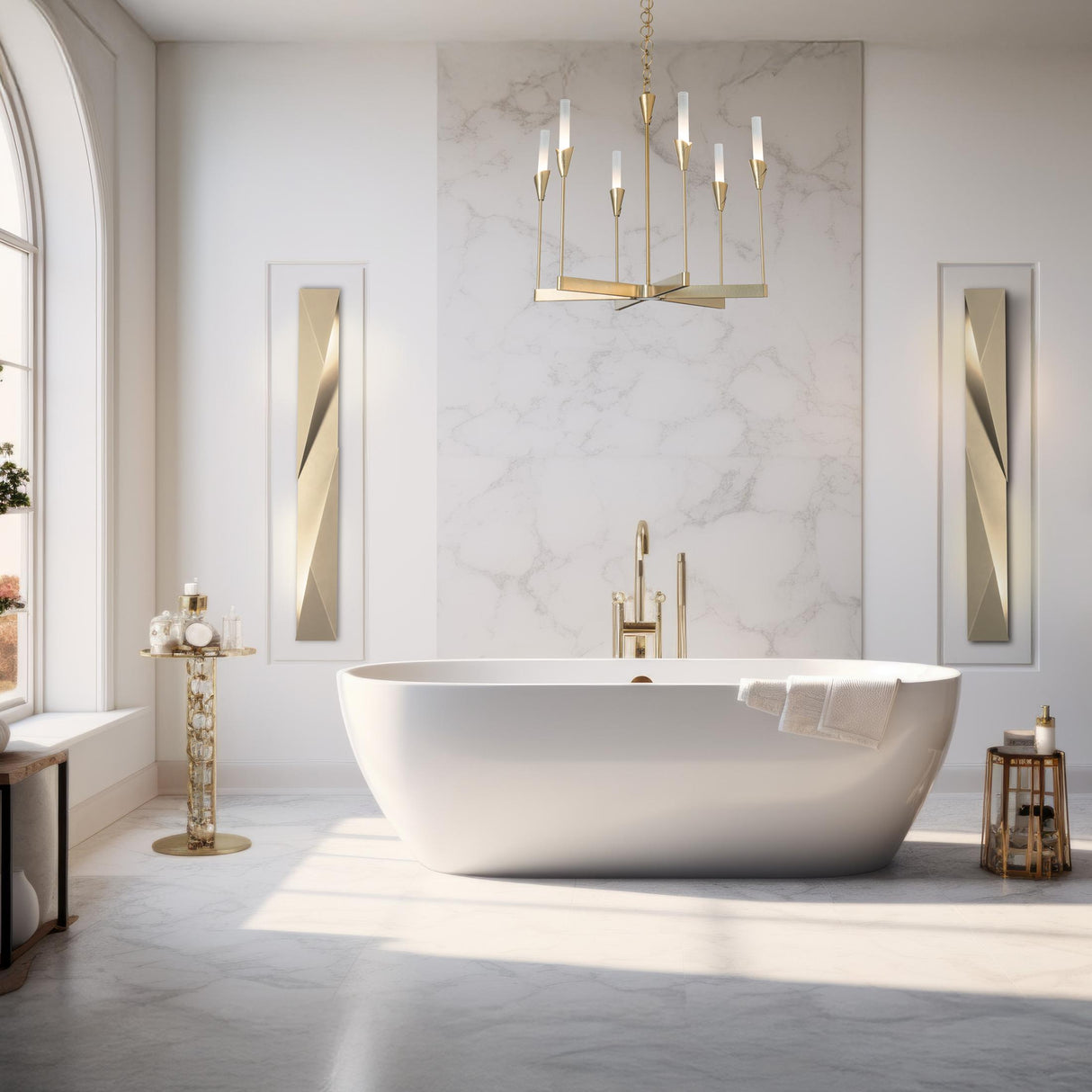 Hubbardton Forge 2025 Modern Brass Frosted Gradient Glass (WC) Lilium 6-Light Chandelier