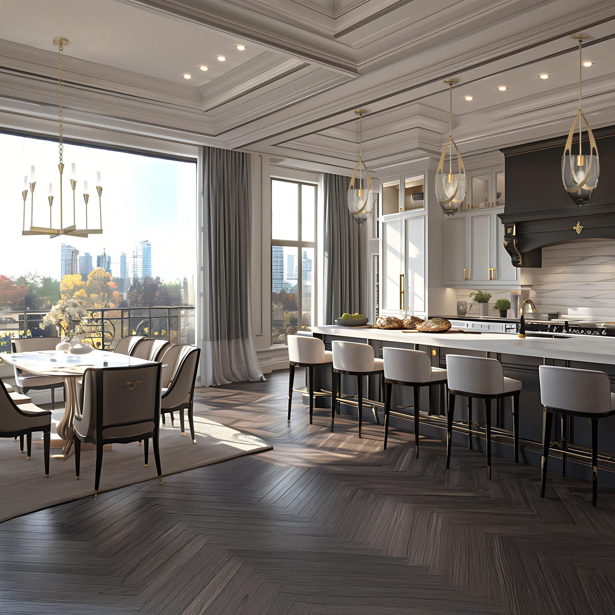 Hubbardton Forge 2025 Modern Brass Frosted Gradient Glass (WC) Lilium 6-Light Chandelier