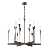 Hubbardton Forge 2025 Dark Smoke Frosted Gradient Glass (WC) Lilium 12-Light Chandelier