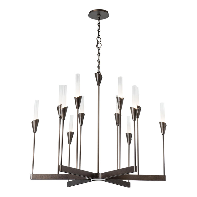 Hubbardton Forge 2025 Dark Smoke Frosted Gradient Glass (WC) Lilium 12-Light Chandelier