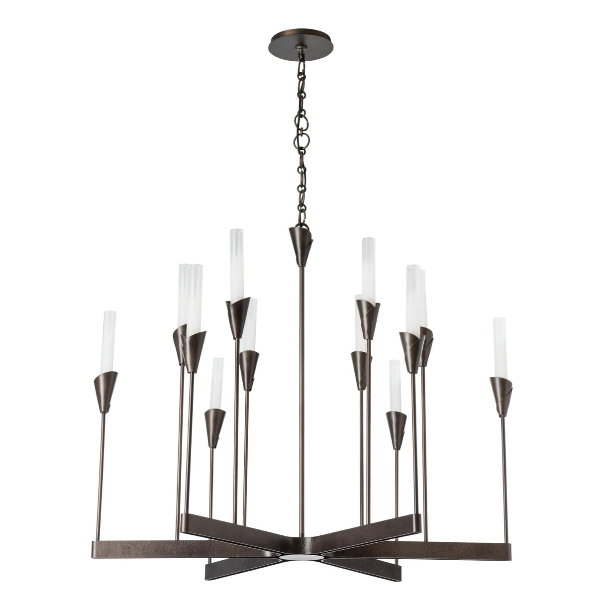 Hubbardton Forge 2025 Dark Smoke Frosted Gradient Glass (WC) Lilium 12-Light Chandelier