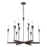 Hubbardton Forge 2025 Dark Smoke Frosted Gradient Glass (WC) Lilium 12-Light Chandelier