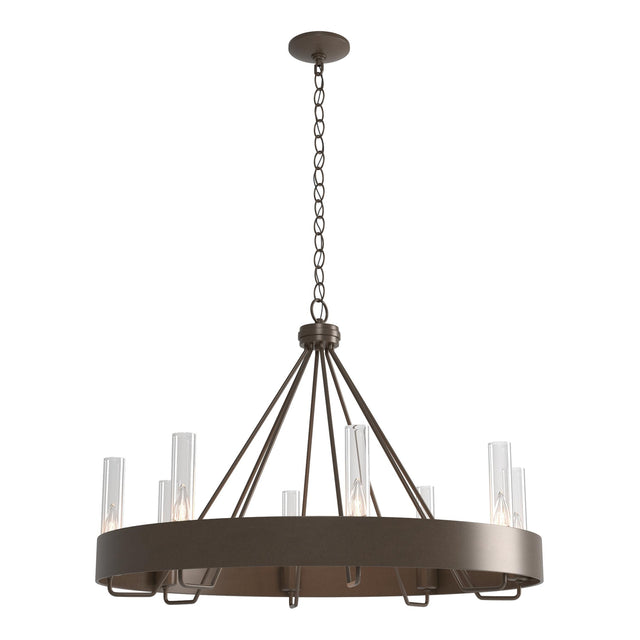 Hubbardton Forge 2019 Bronze Clear Glass (ZM) Banded Ring Chandelier