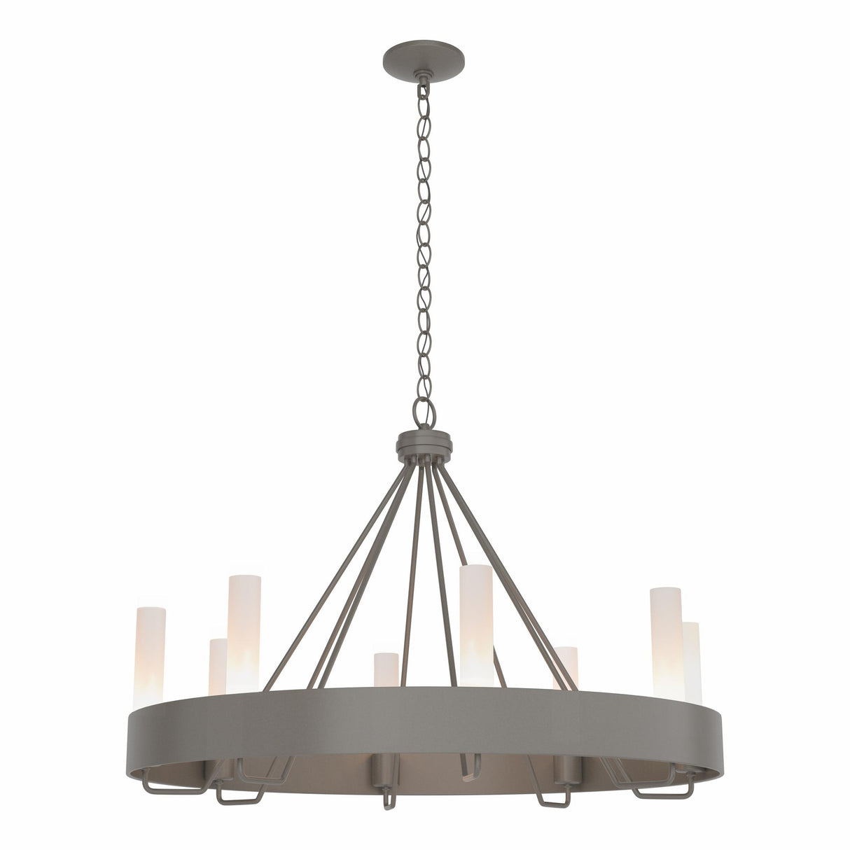 Hubbardton Forge 2019 Dark Smoke Frosted Glass (FD) Banded Ring Chandelier