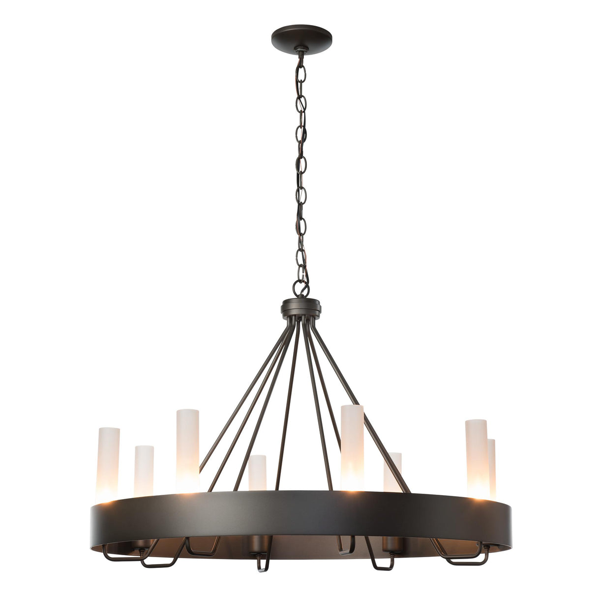 Hubbardton Forge 2019 Dark Smoke Frosted Glass (FD) Banded Ring Chandelier