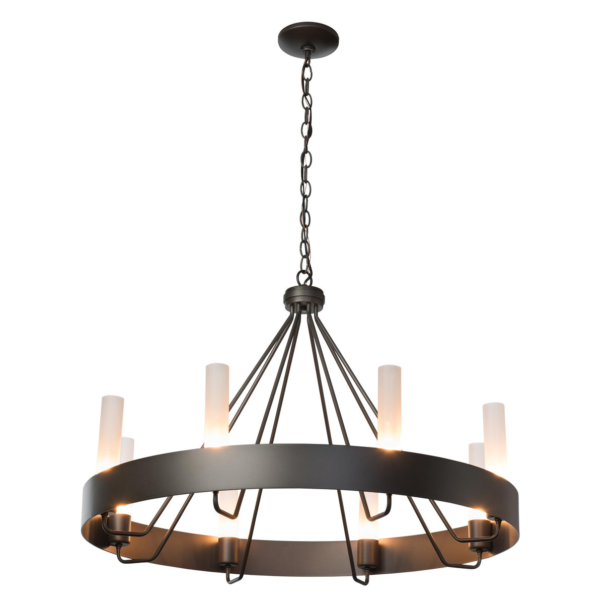 Hubbardton Forge 2019 Dark Smoke Frosted Glass (FD) Banded Ring Chandelier