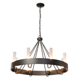 Hubbardton Forge 2019 Dark Smoke Frosted Glass (FD) Banded Ring Chandelier
