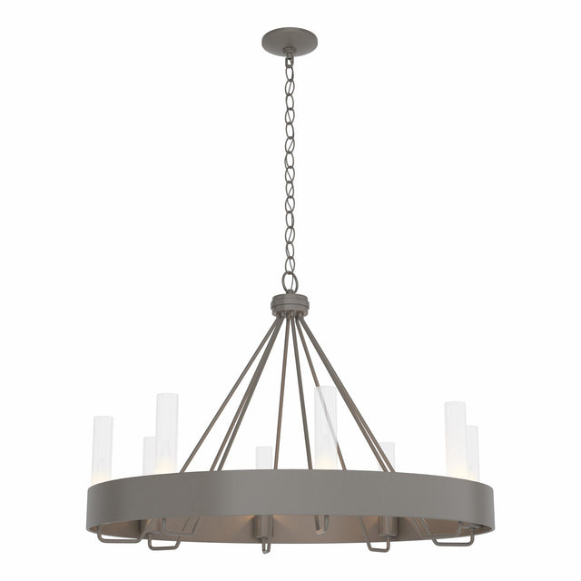 Hubbardton Forge 2019 Dark Smoke Clear Glass (ZM) Banded Ring Chandelier