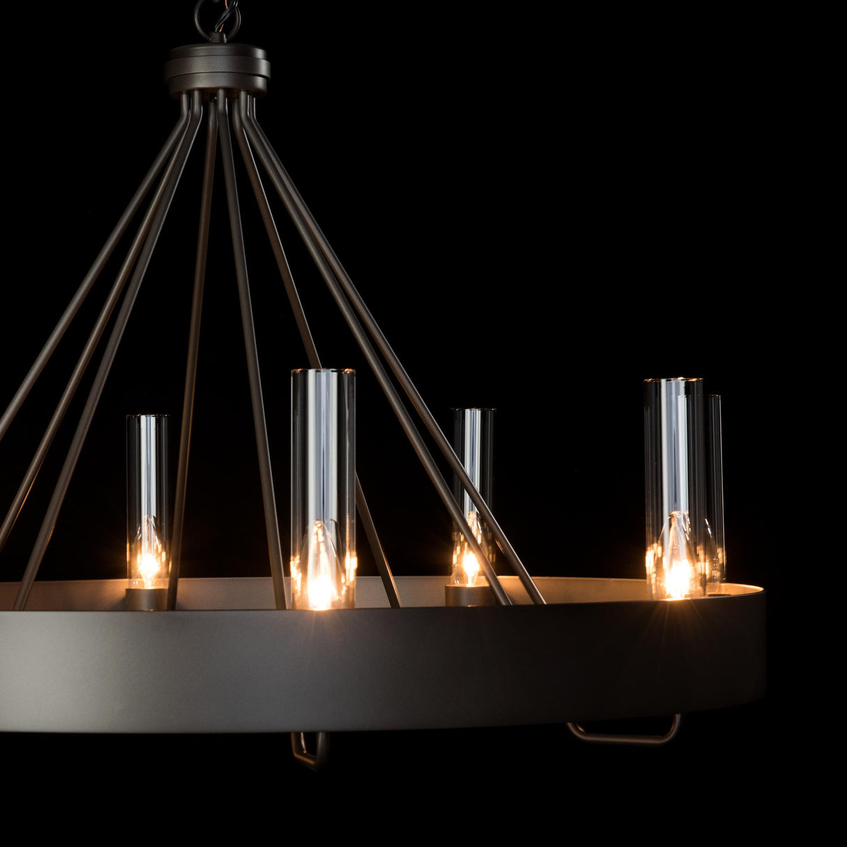 Hubbardton Forge 2019 Dark Smoke Clear Glass (ZM) Banded Ring Chandelier