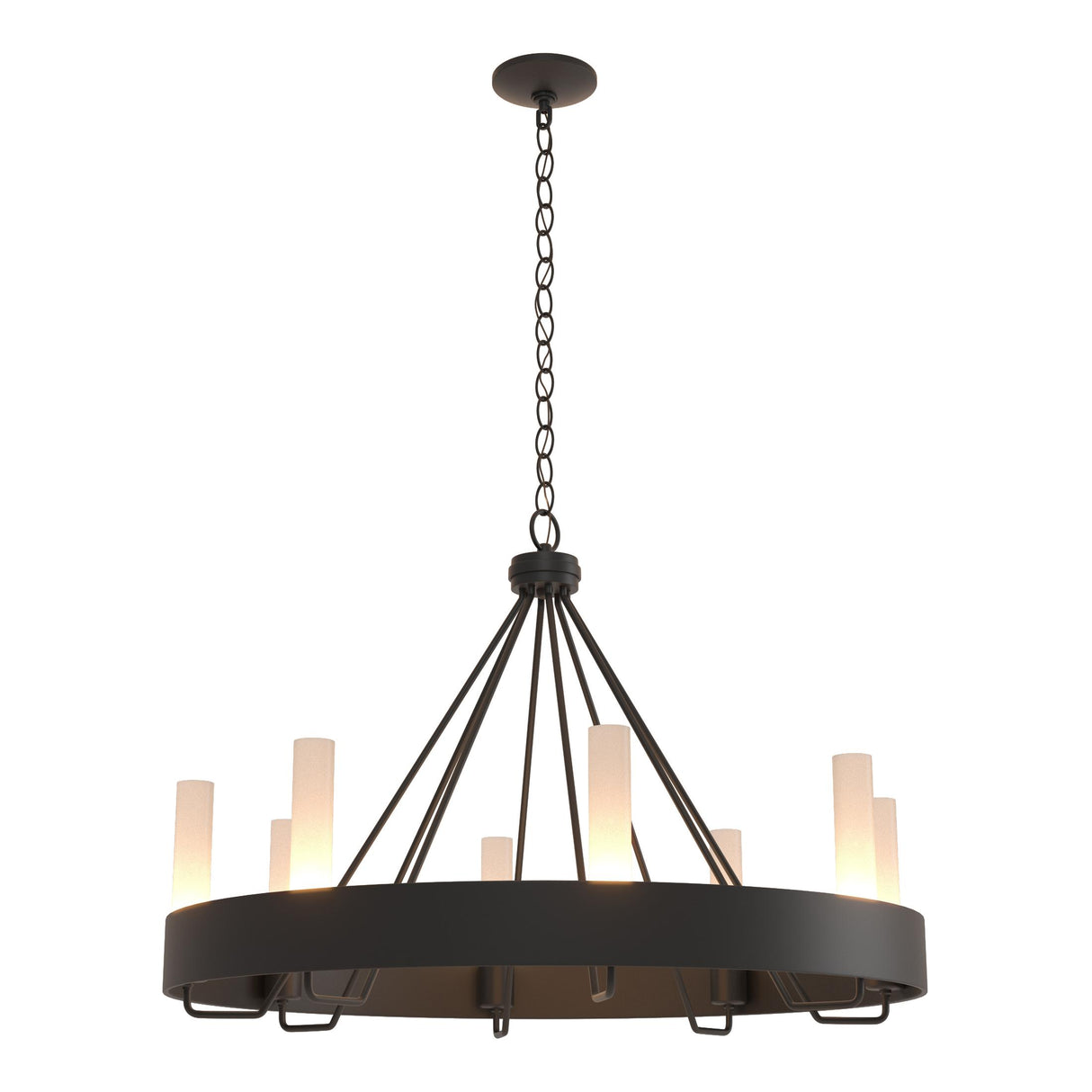 Hubbardton Forge 2019 Black Frosted Glass (FD) Banded Ring Chandelier
