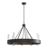 Hubbardton Forge 2019 Black Clear Glass (ZM) Banded Ring Chandelier