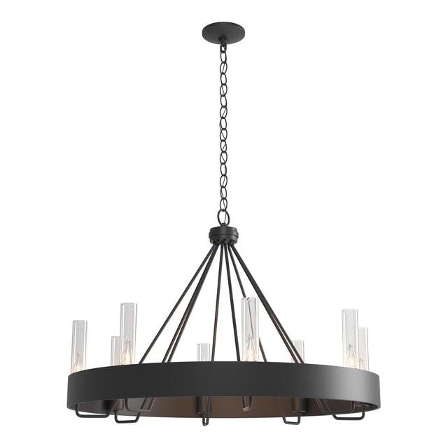 Hubbardton Forge 2019 Black Clear Glass (ZM) Banded Ring Chandelier