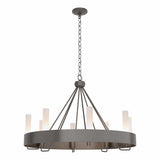 Hubbardton Forge 2019 Oil Rubbed Bronze Frosted Glass (FD) Banded Ring Chandelier