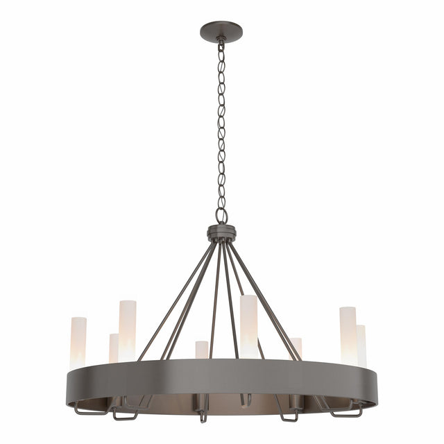 Hubbardton Forge 2019 Oil Rubbed Bronze Frosted Glass (FD) Banded Ring Chandelier