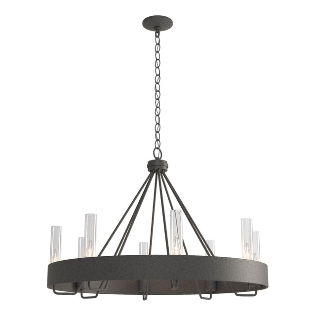 Hubbardton Forge 2019 Natural Iron Clear Glass (ZM) Banded Ring Chandelier