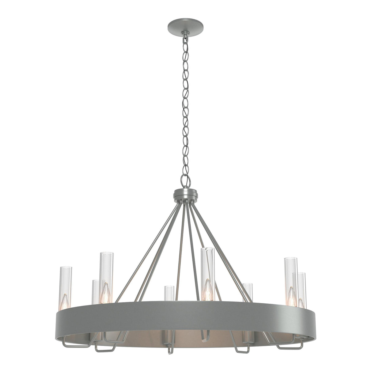 Hubbardton Forge 2019 Vintage Platinum Clear Glass (ZM) Banded Ring Chandelier