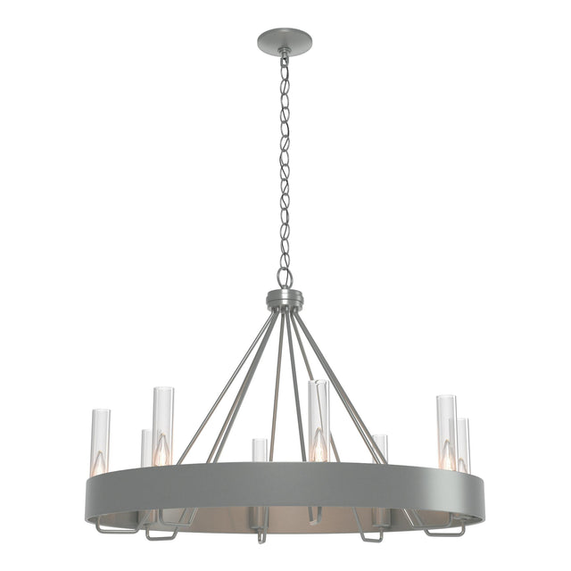 Hubbardton Forge 2019 Vintage Platinum Clear Glass (ZM) Banded Ring Chandelier