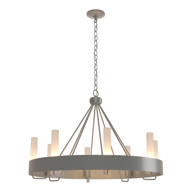 Hubbardton Forge 2019 Vintage Platinum Frosted Glass (FD) Banded Ring Chandelier