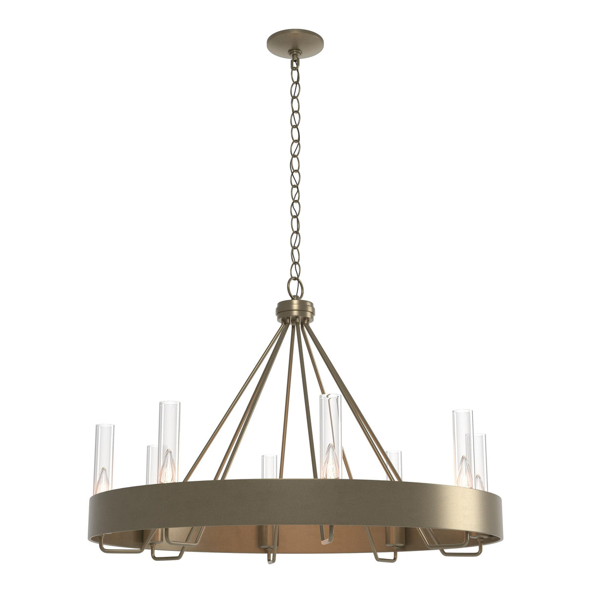Hubbardton Forge 2019 Soft Gold Clear Glass (ZM) Banded Ring Chandelier