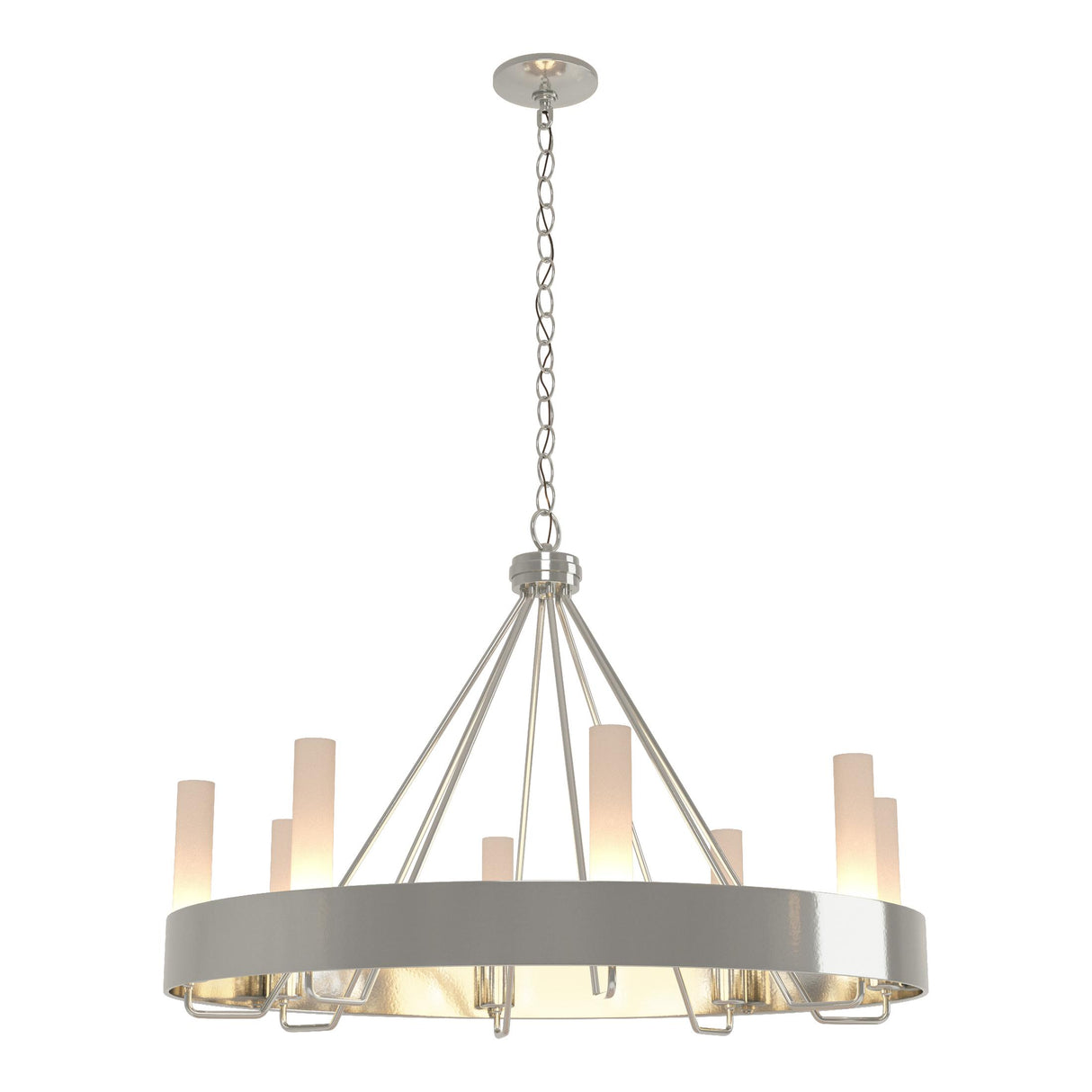 Hubbardton Forge 2019 Sterling Frosted Glass (FD) Banded Ring Chandelier