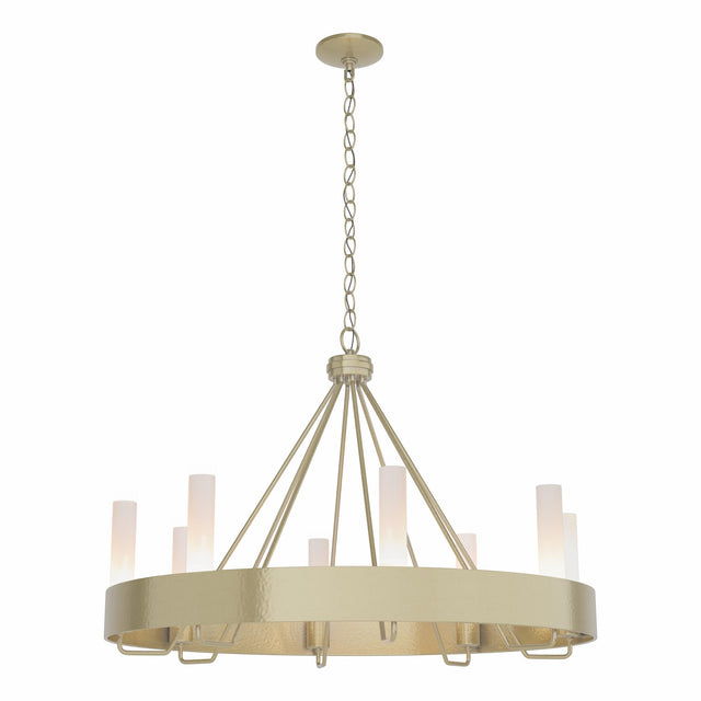 Hubbardton Forge 2019 Modern Brass Frosted Glass (FD) Banded Ring Chandelier