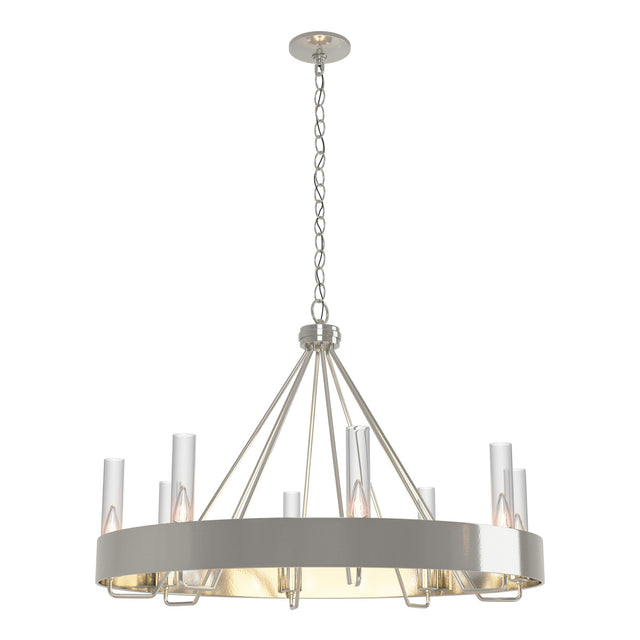 Hubbardton Forge 2019 Sterling Clear Glass (ZM) Banded Ring Chandelier