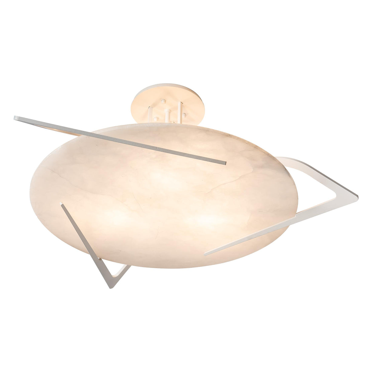Hubbardton Forge 2024 White Alabaster Callisto Semi-Flush