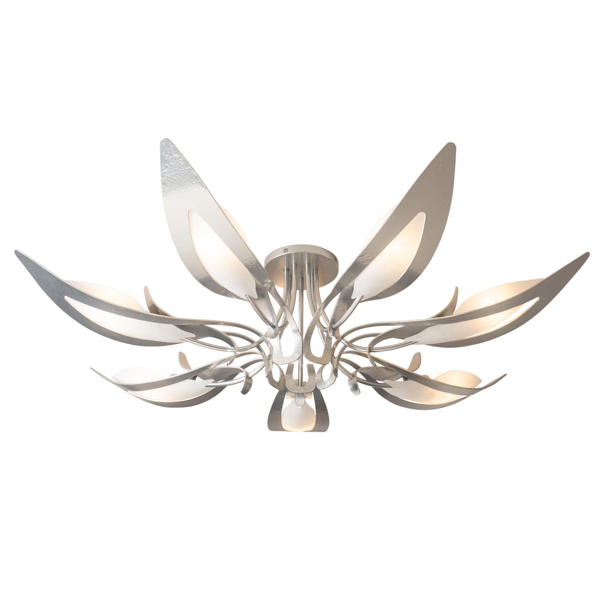 Hubbardton Forge 2025 Sterling White Art Glass (BB) Parasol 7-Light Semi-Flush