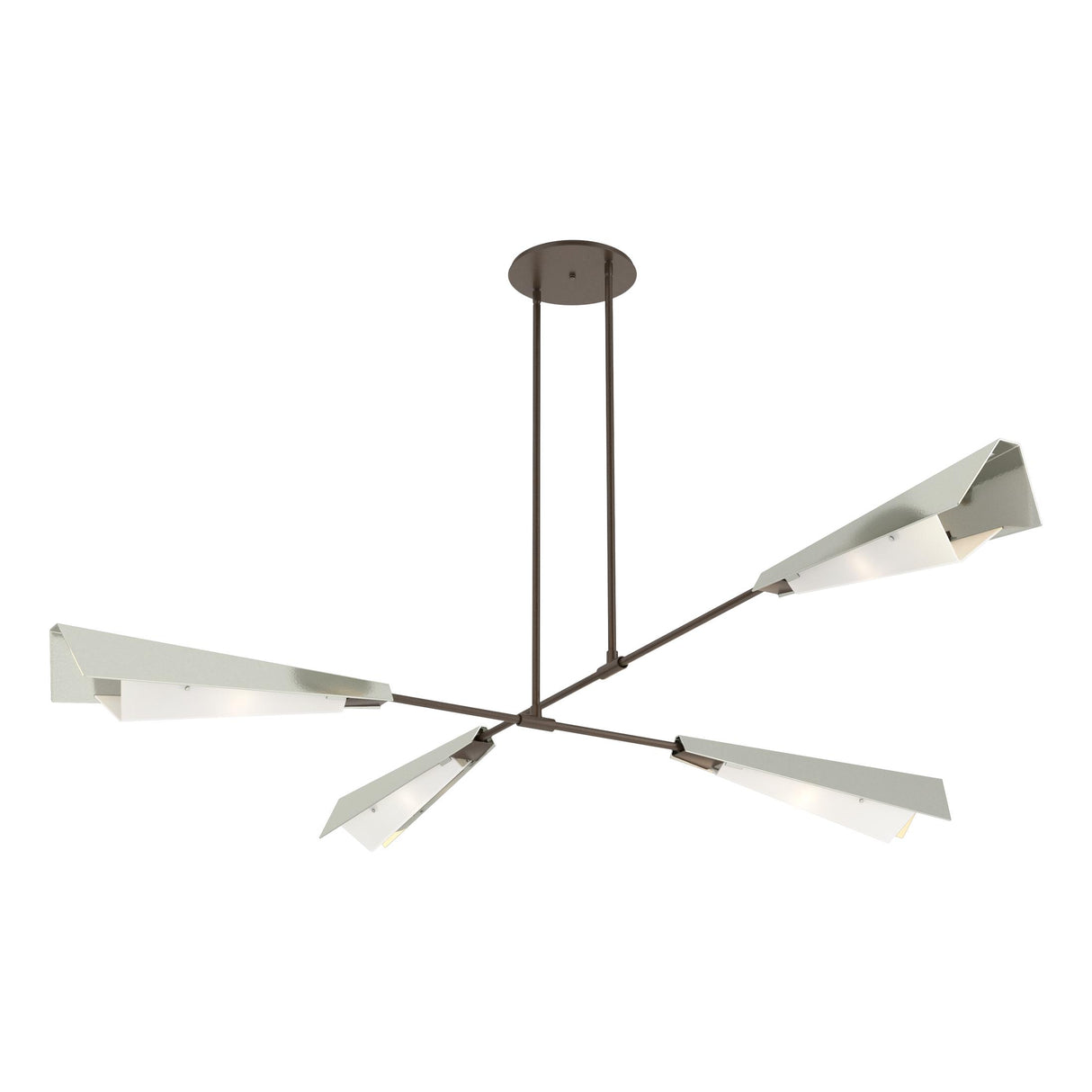 Hubbardton Forge 2024 Bronze Sterling White Art Glass (BB) Multi Vertex Large Pendant/Semi-Flush