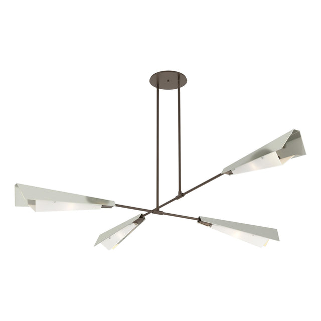 Hubbardton Forge 2024 Bronze Sterling White Art Glass (BB) Multi Vertex Large Pendant/Semi-Flush