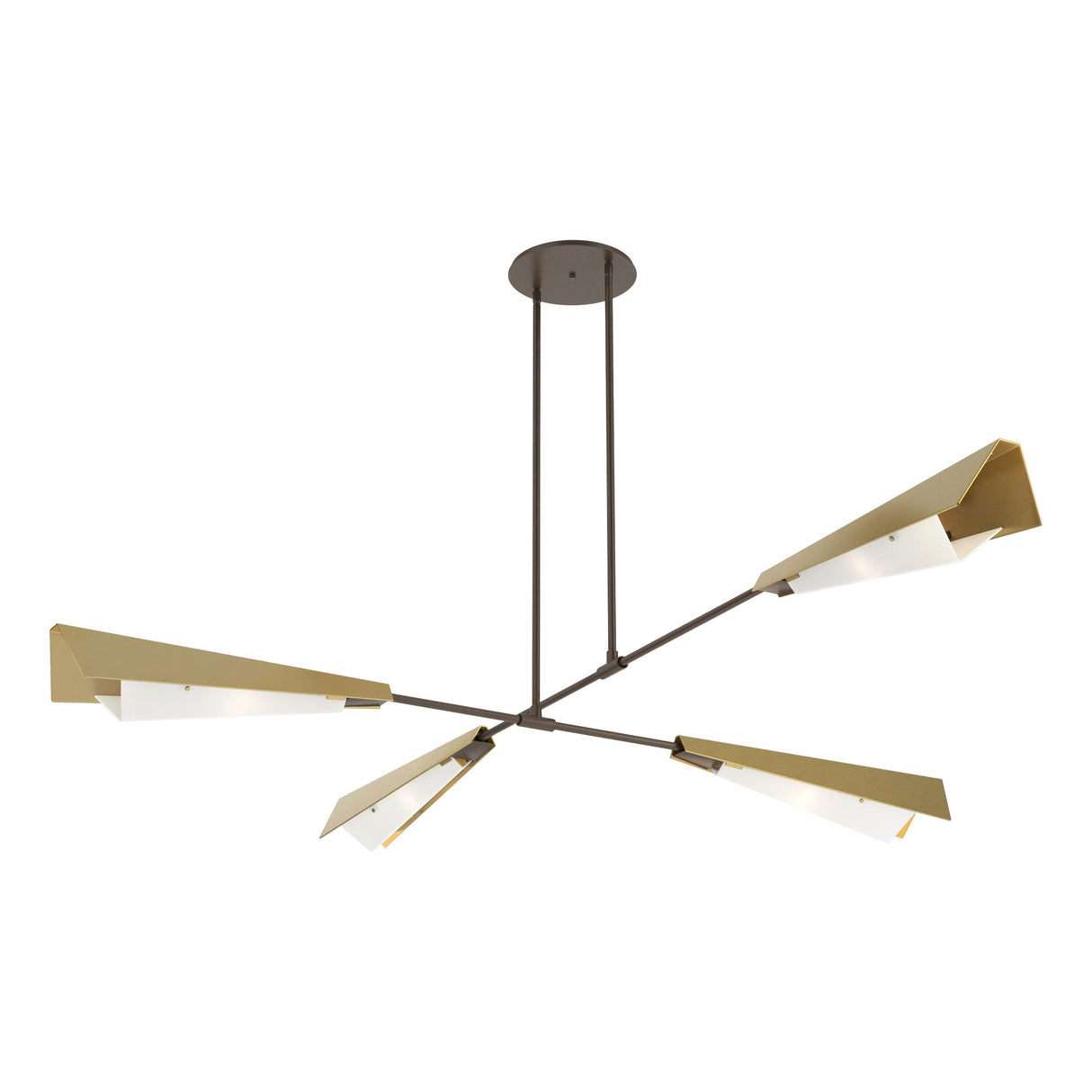 Hubbardton Forge 2024 Bronze Modern Brass White Art Glass (BB) Multi Vertex Large Pendant/Semi-Flush